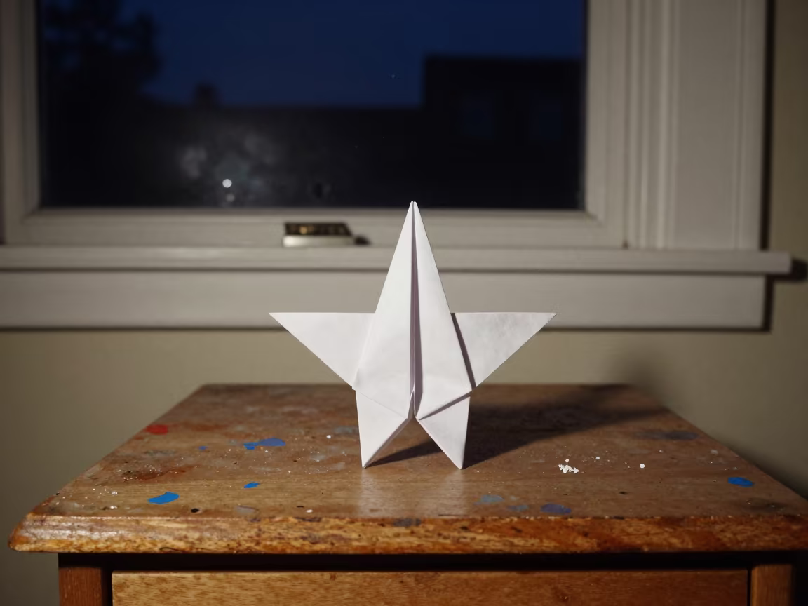 Origami on Night Table Near Montreal Market in on a bedside table near Jean-Talon Market, Montreal