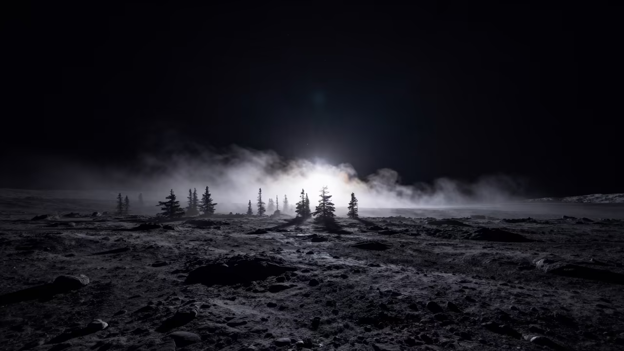 Orion Constellation Over Frozen Yukon Bog in from a frost-hushed ridgeline in Yukon
