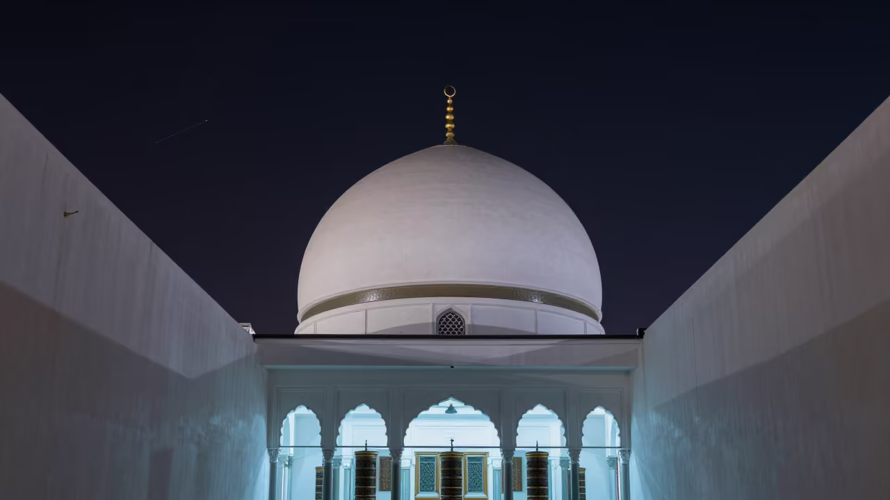 Orion Moonlight Over Mosque Dome Jeddah in beside a prayer wheel corridor in Jeddah