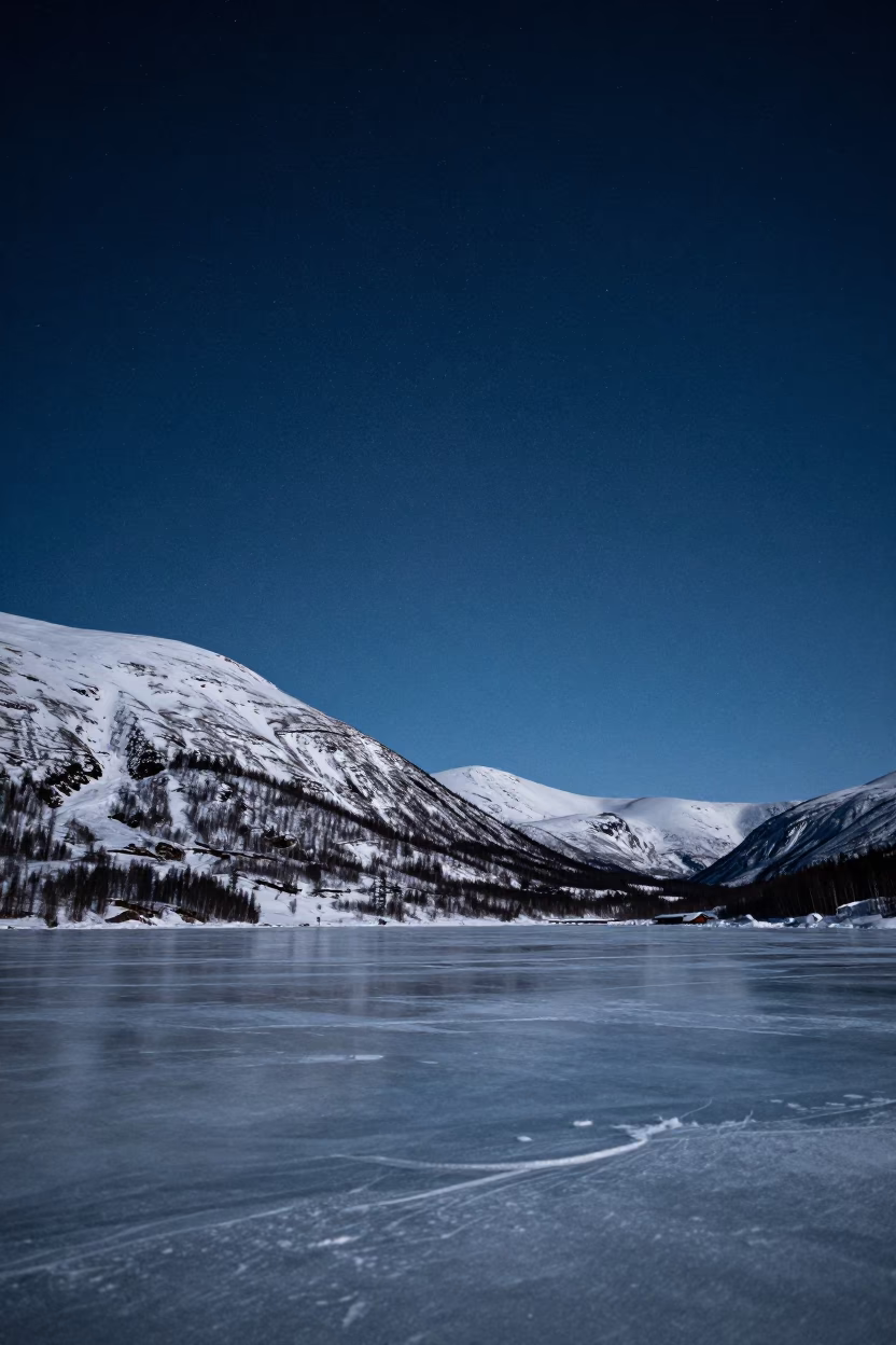 Orion Rising Over Frozen Finnish Lake Midnight in from a quiet alpine saddle in Finland