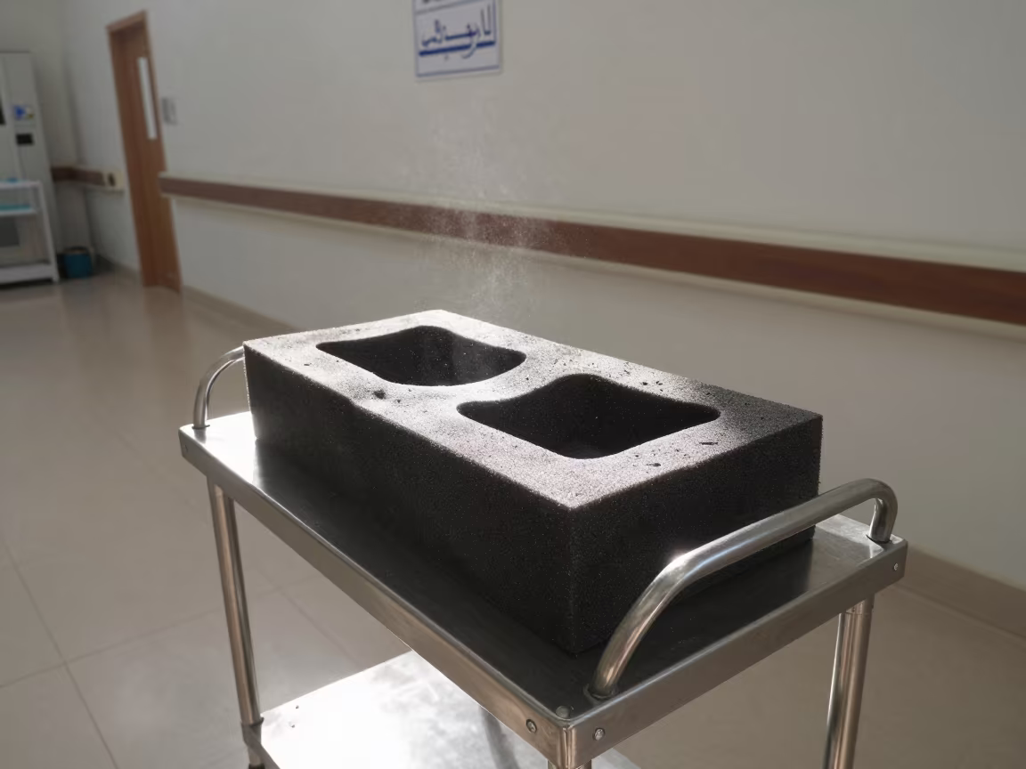Orthotic Foam Box in Hospital Corridor in inside a hospital corridor in Wadi Al-Seer