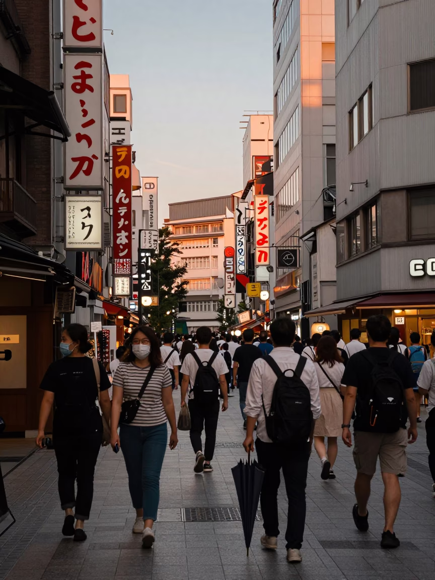 Osaka Before Dusk at Copper-toned Light Before Dusk in in Osaka, Japan