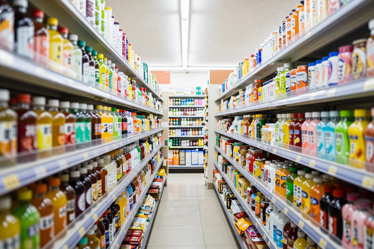 Osaka Store Aisle at Late At Night Light in in Osaka, Japan