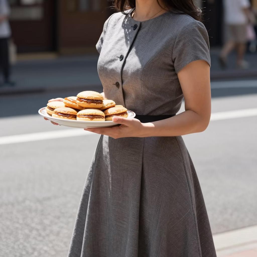 Osaka Woman at The Flat Glare Of Noon Light in in Osaka, Japan