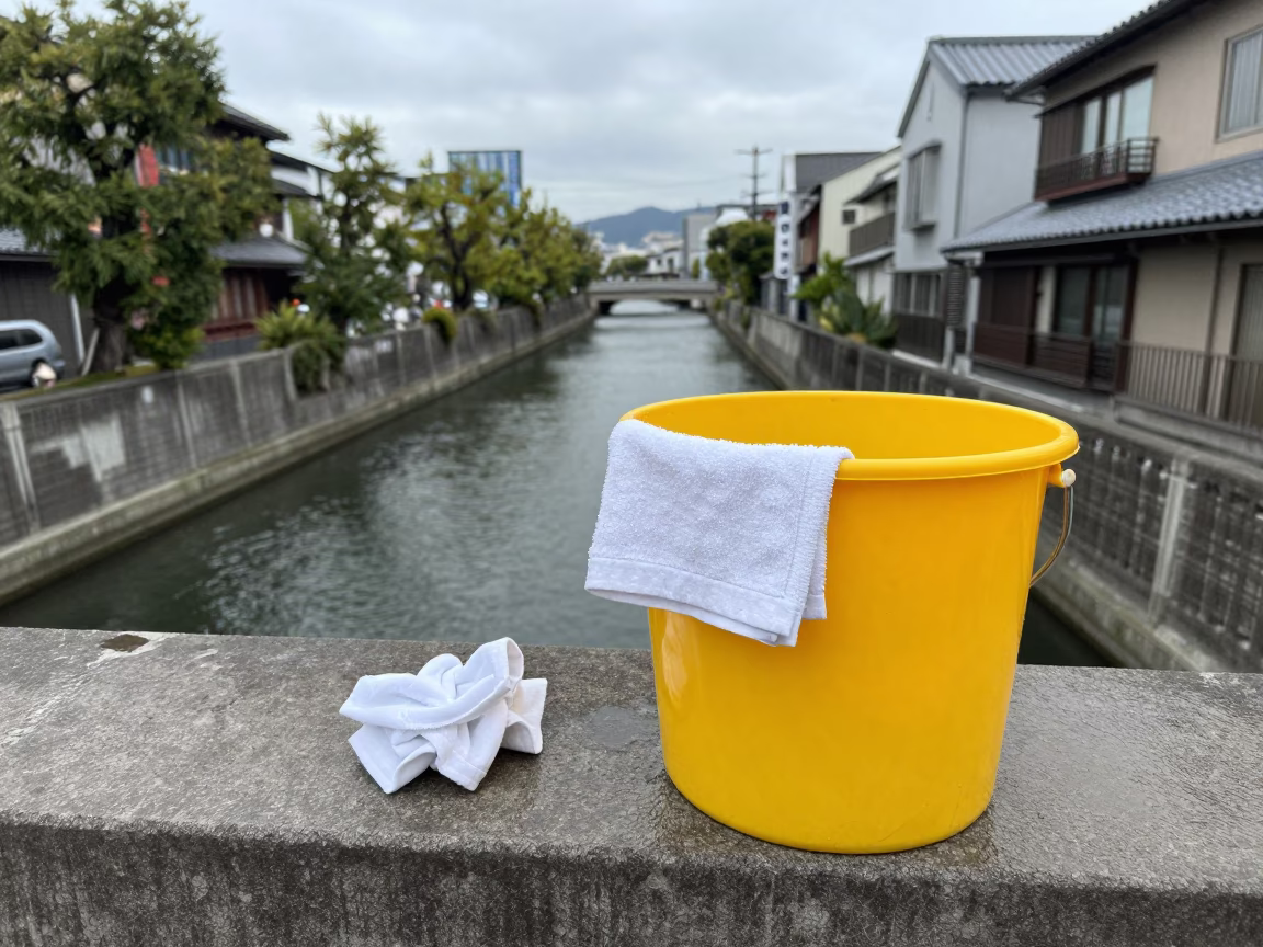 Osaka Yellow Plastic Bucket in in Osaka, Japan