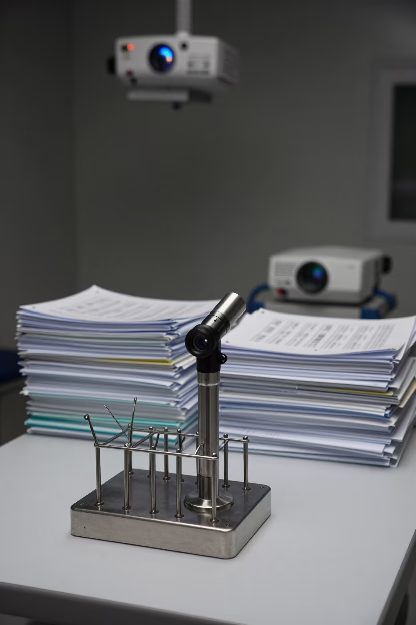 Otoscope Speculum Rack in Dark Radiology Room Dhamar in inside a radiology imaging room in Dhamar