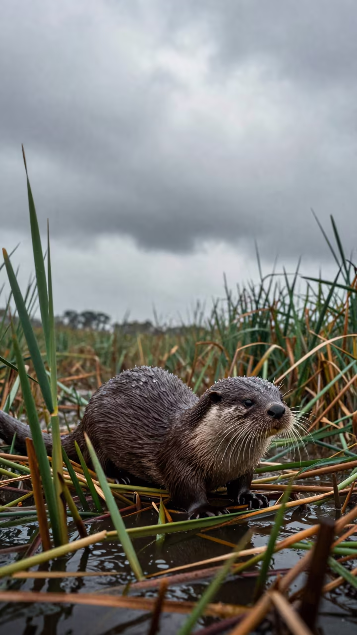 Otter Amid Storm Reeds Morning Nigeria in in Nigeria