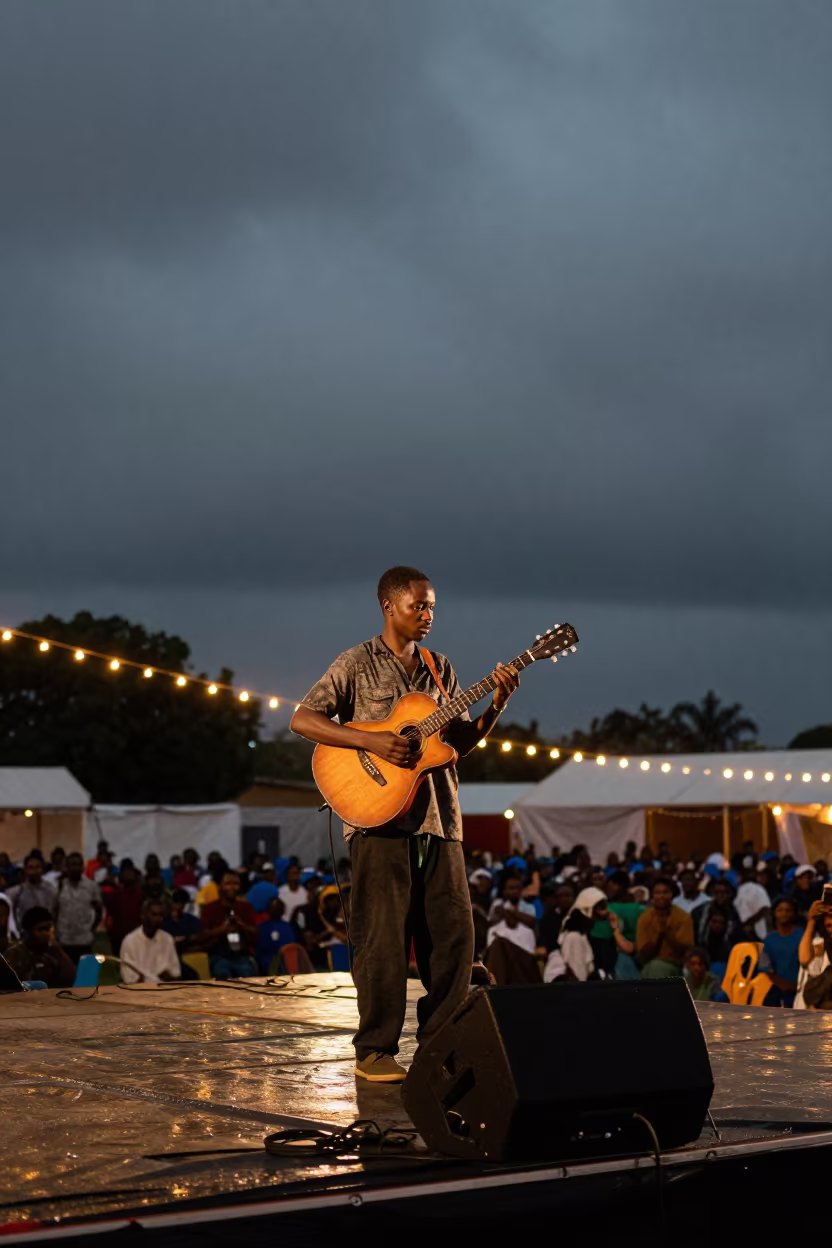 Oud Player Night Festival Maroua Monsoon in on a festival main stage in Maroua