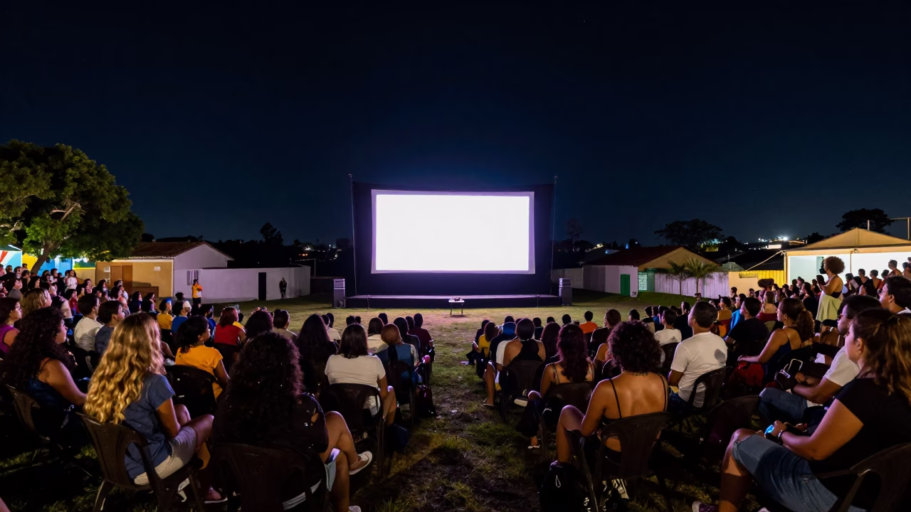 Outdoor Cinema at The Deepest Night Sky Light in Salvador in in Salvador, Brazil