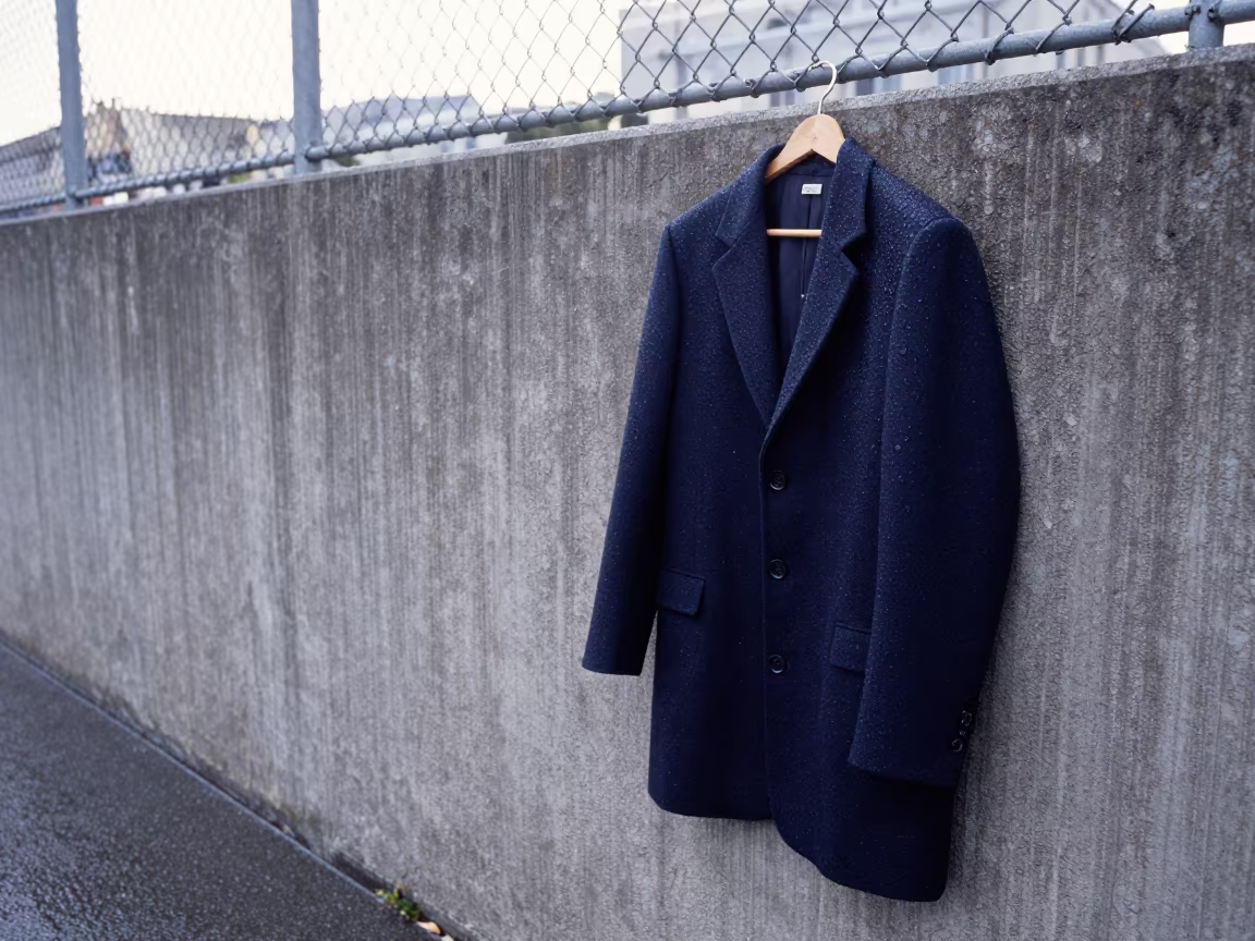 Outerwear Lookbook Against Wind Harbor Wall in against a wind-beaten harbor wall near Japantown, San Francisco