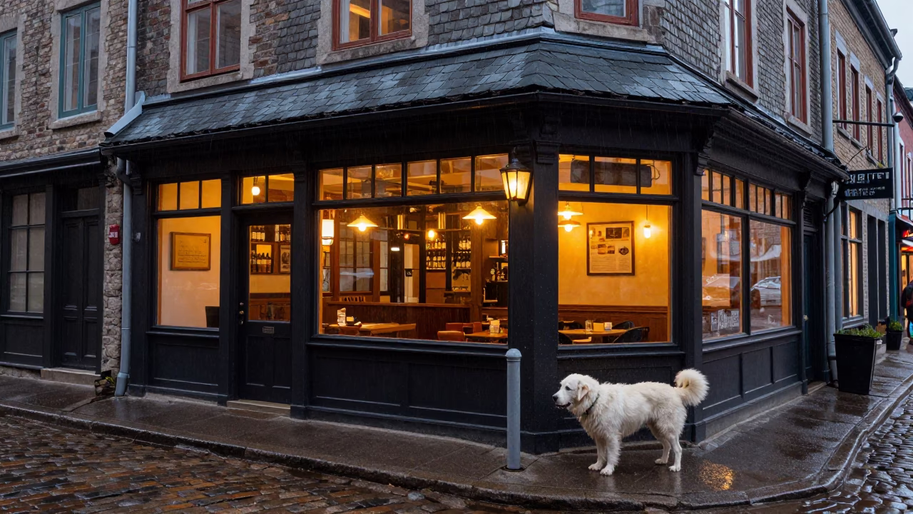 Outside Bistro in Quebec City in in Quebec City, Quebec, Canada