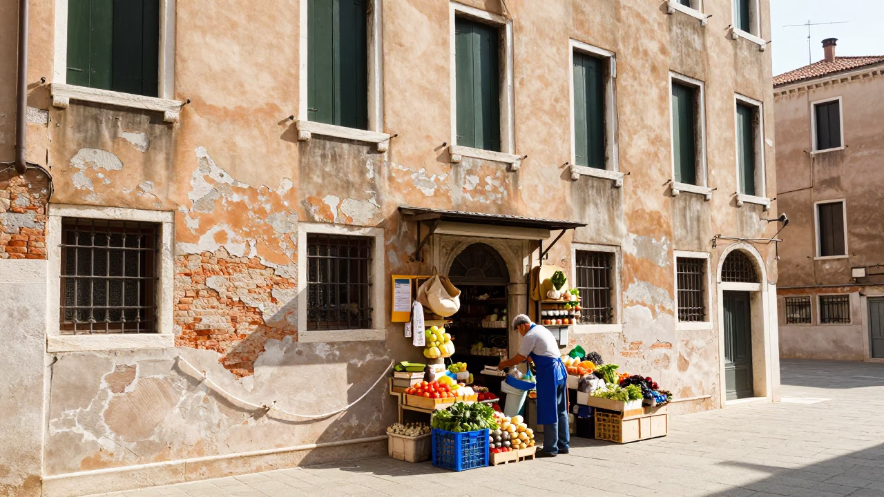 Outside Grocery in Venice in in Venice, Italy