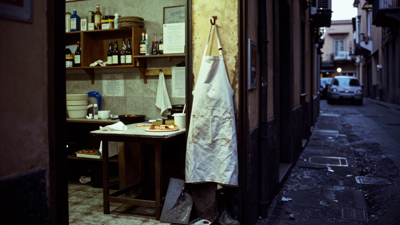 Outside Pizzeria in Naples in in Naples, Italy