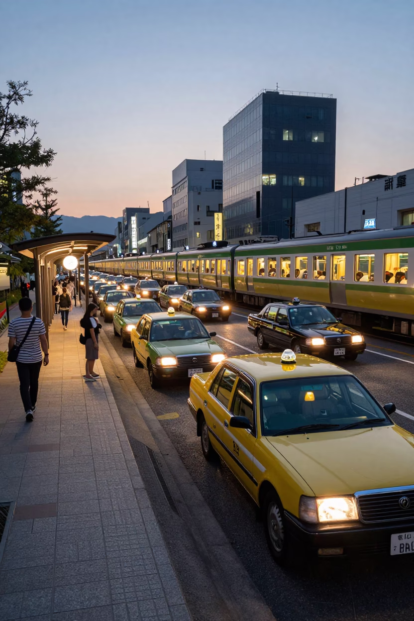 Outside Station in Kyoto at The Early Evening Light in in Kyoto, Japan
