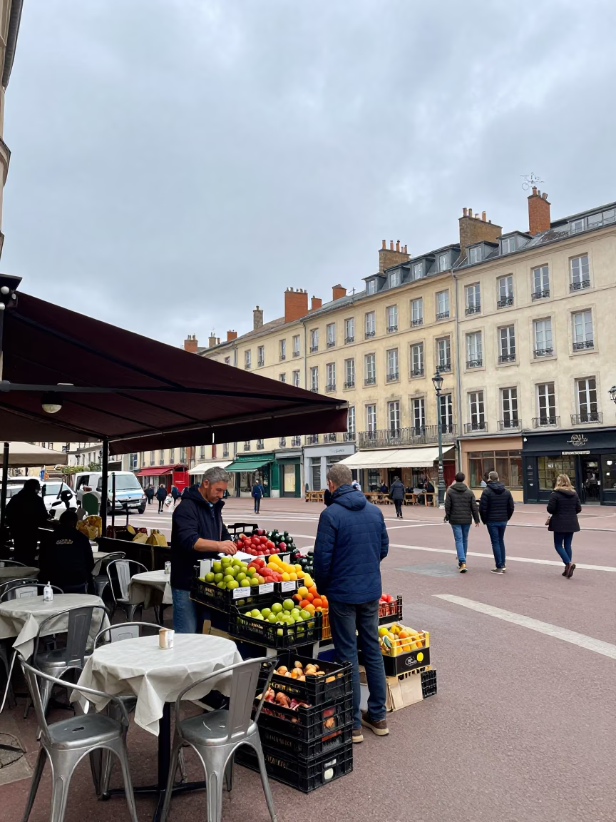 Overcast Midday in Lyon at Midday Light in in Lyon, France