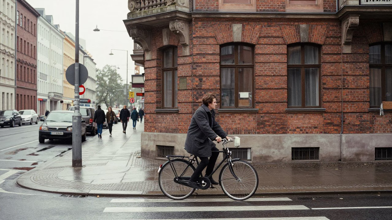 Overcast Midday Street Scene in Berlin Germany with Vintage Details in in Berlin, Germany
