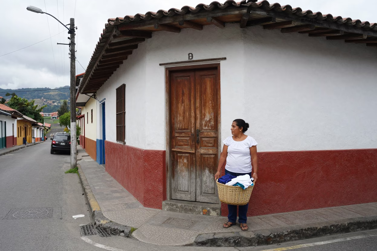 Overcast Midday Street Scene in Medellin Colombia with Lived-In Details in in Medellin, Colombia