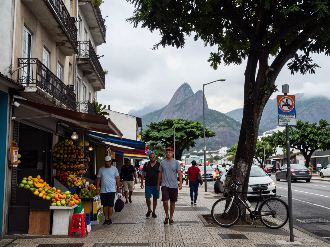 Overcast midday street scene in Rio de Janeiro Brazil in in Rio de Janeiro, Brazil
