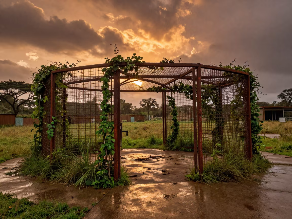 Overgrown Cages in Rift Valley Monsoon in in the Rift Valley