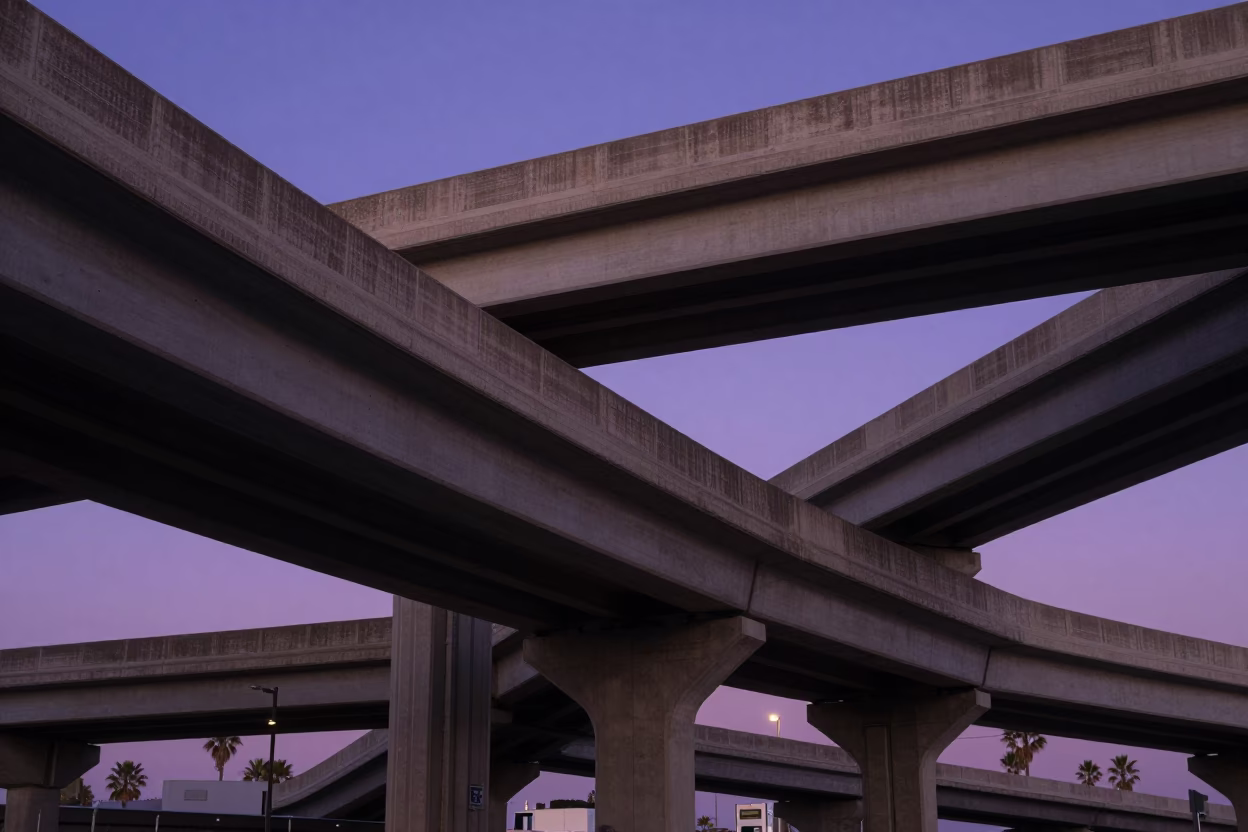 Overpass Interchange at Twilight in San Diego in in San Diego, California, United States