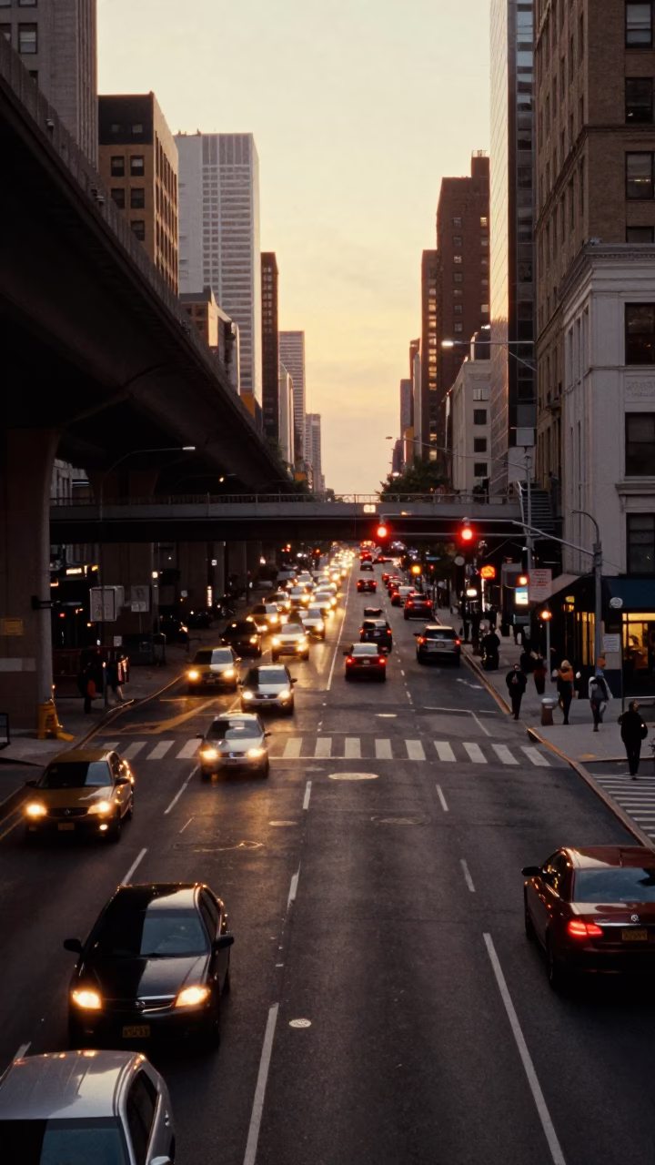 Overpass Interchange in New York at Honeyed Evening Light in in New York, New York, United States