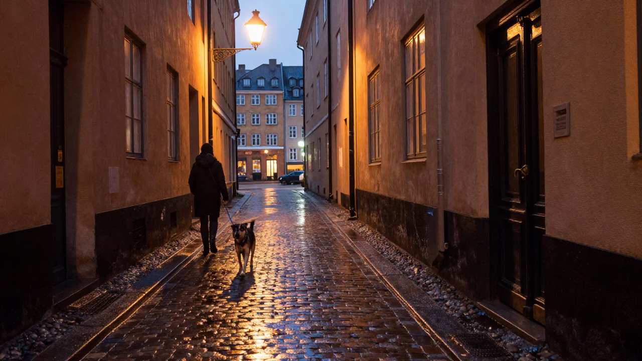 Owner after dark in Copenhagen in in Copenhagen, Denmark