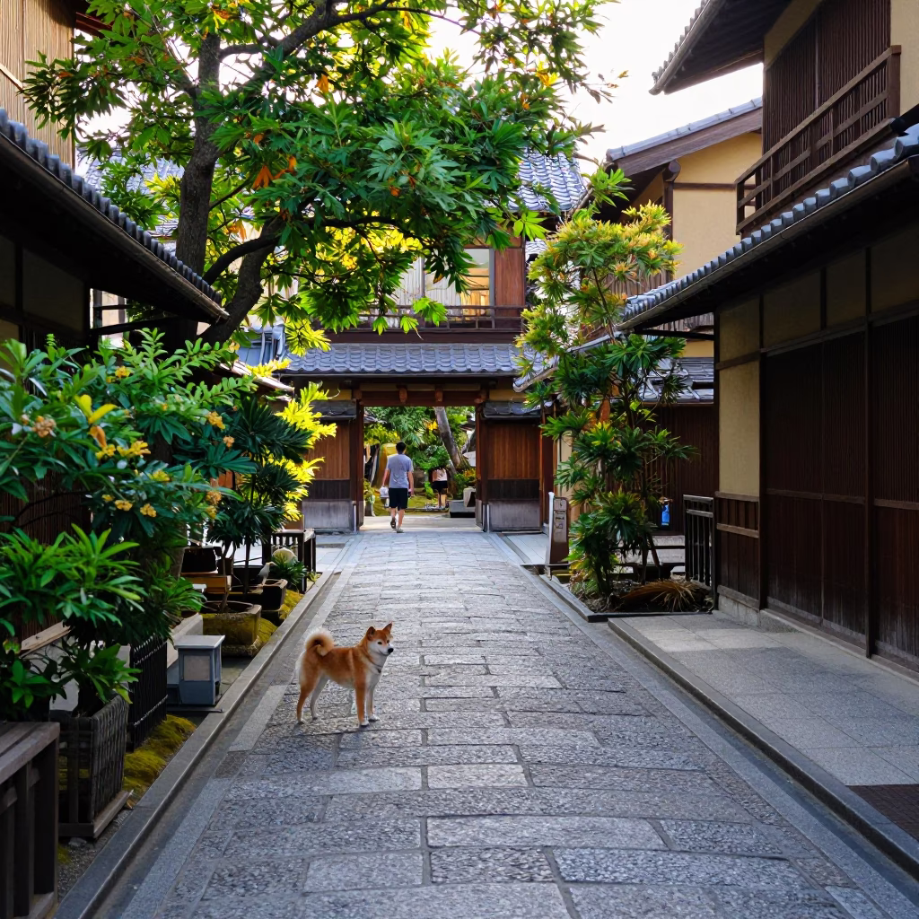 Owner just after sunrise in Kyoto in in Kyoto, Japan