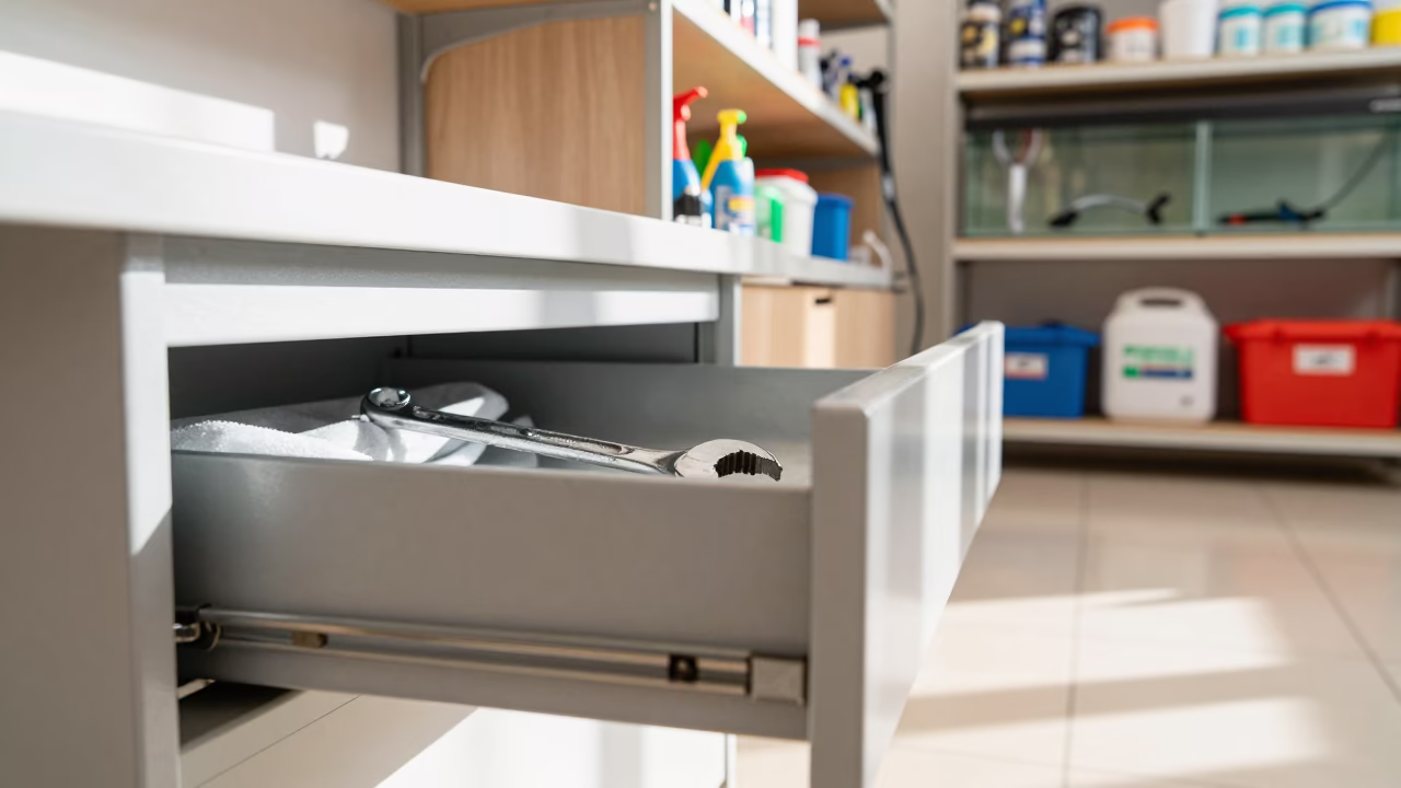 Oxygen Wrench Drawer in Suzhou Grooming Bay in inside a grooming bay near Suzhou