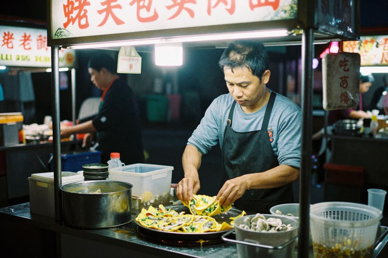Oyster Omelet in Taipei in in Taipei, Taiwan