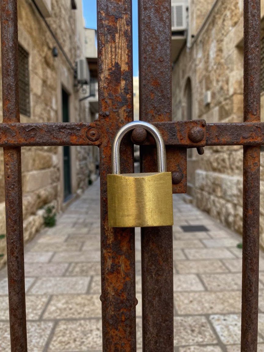 Padlock after dark in Amman in in Amman, Jordan