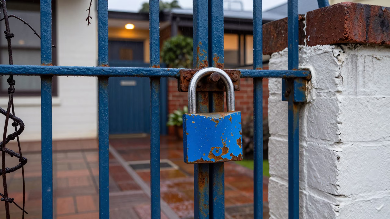 Padlock in Perth at Dusk Light in in Perth, Australia