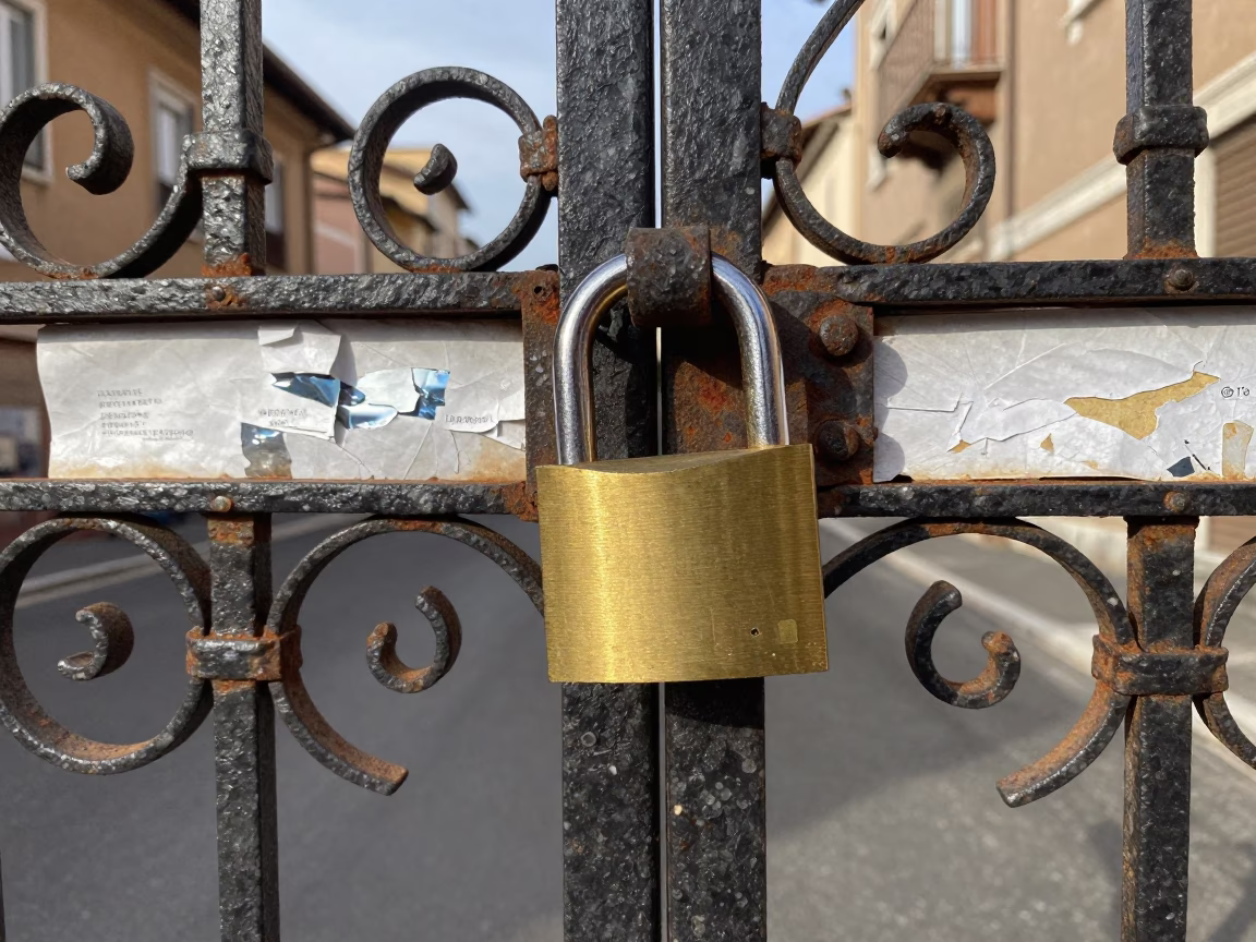 Padlock in Rome at Noon Light in in Rome, Italy