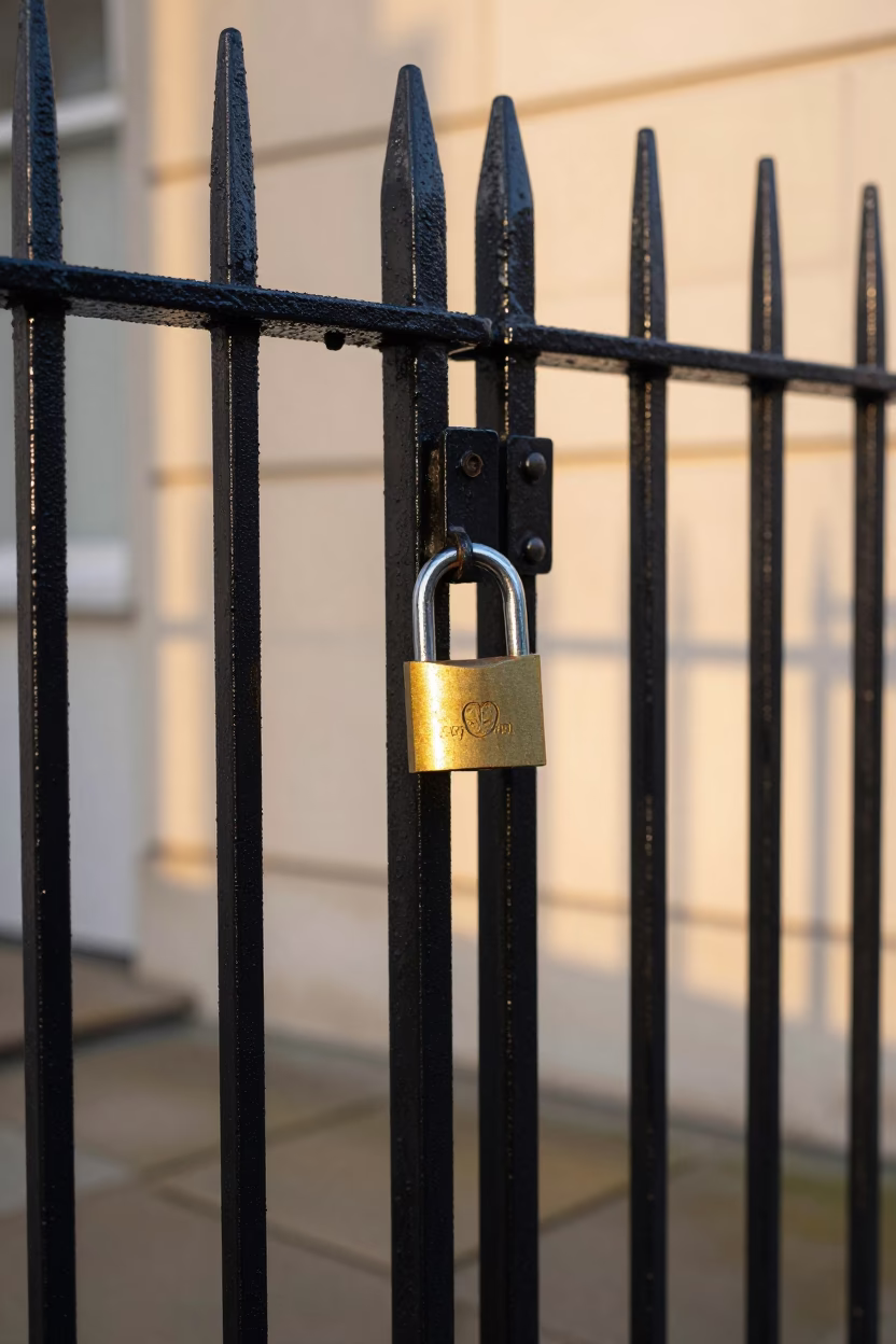 Padlock just after sunrise in London in in London, United Kingdom