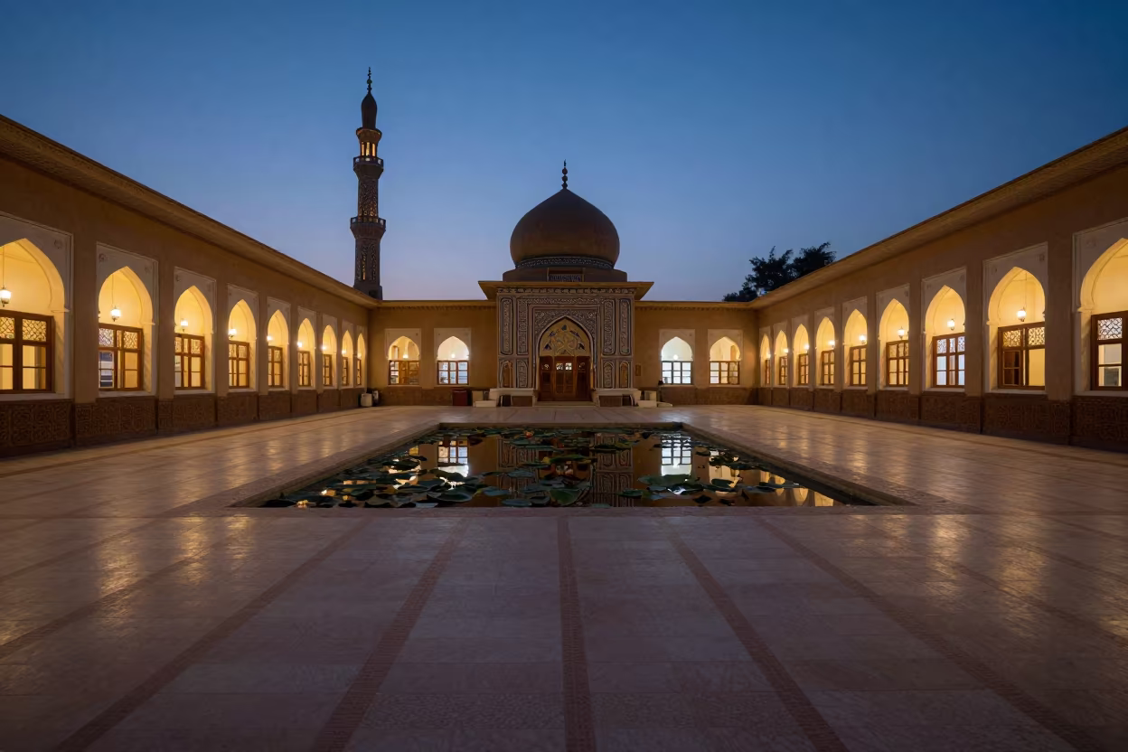 Pagoda Reflection in Mosque Prayer Hall Amarah in in a mosque prayer hall in Amarah