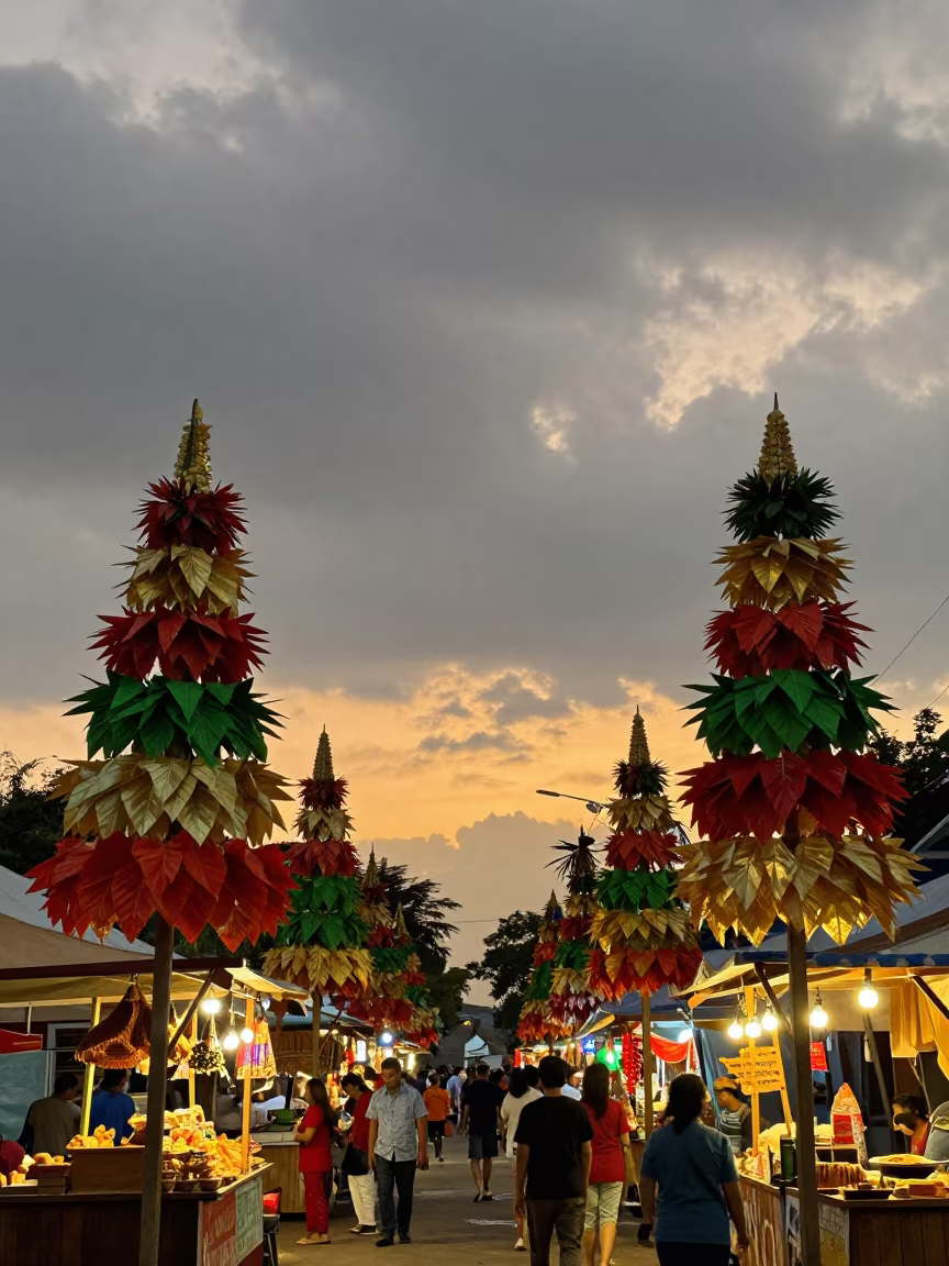 Pahiyas Festival Kiping Night Market Malaga in at a night market near Malaga