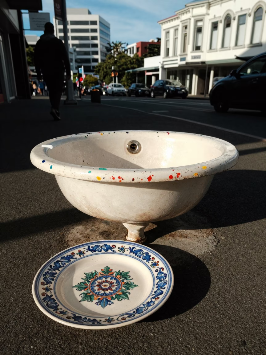 Paint Flecks in Wellington at The Early Afternoon Light in in Wellington, New Zealand