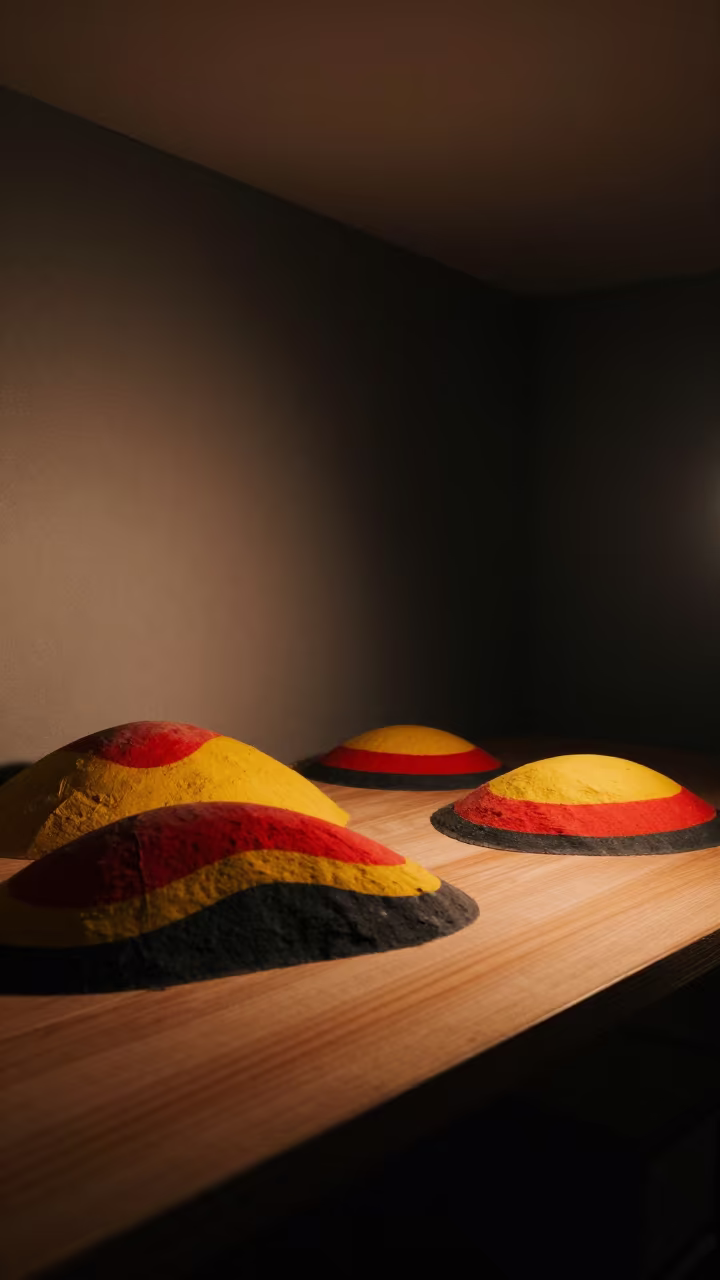 Painted Hills on Wooden Workbench in Carrefour in on a wooden workbench in Carrefour