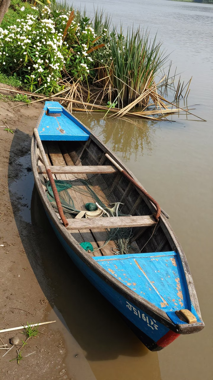 Painted Rowboat in Kochi in in Kochi, India