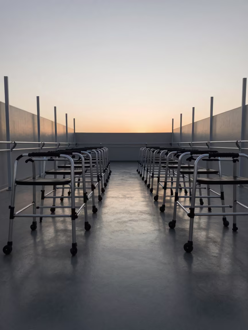 Pale Dawn Light in Moçâmedes Rehab Gym Walker Bay in inside a rehabilitation gym in Moçâmedes