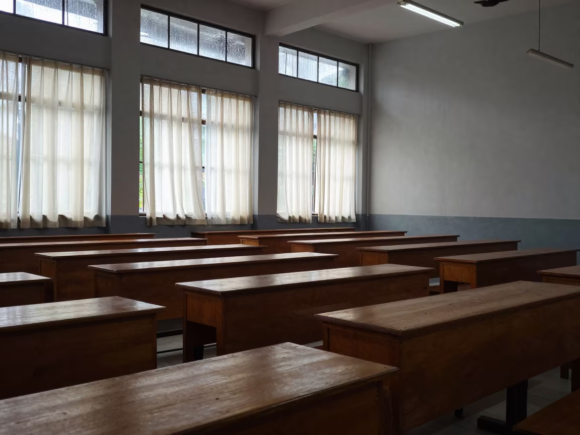 Palembang Art Classroom Morning Light Rain Skylight in inside an art classroom near Palembang