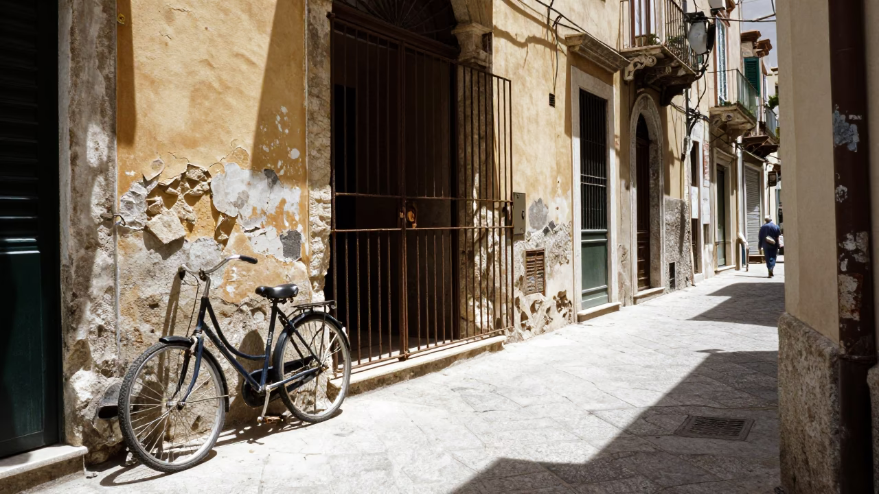 Palermo Alleyway at Late Morning Light in in Palermo, Italy