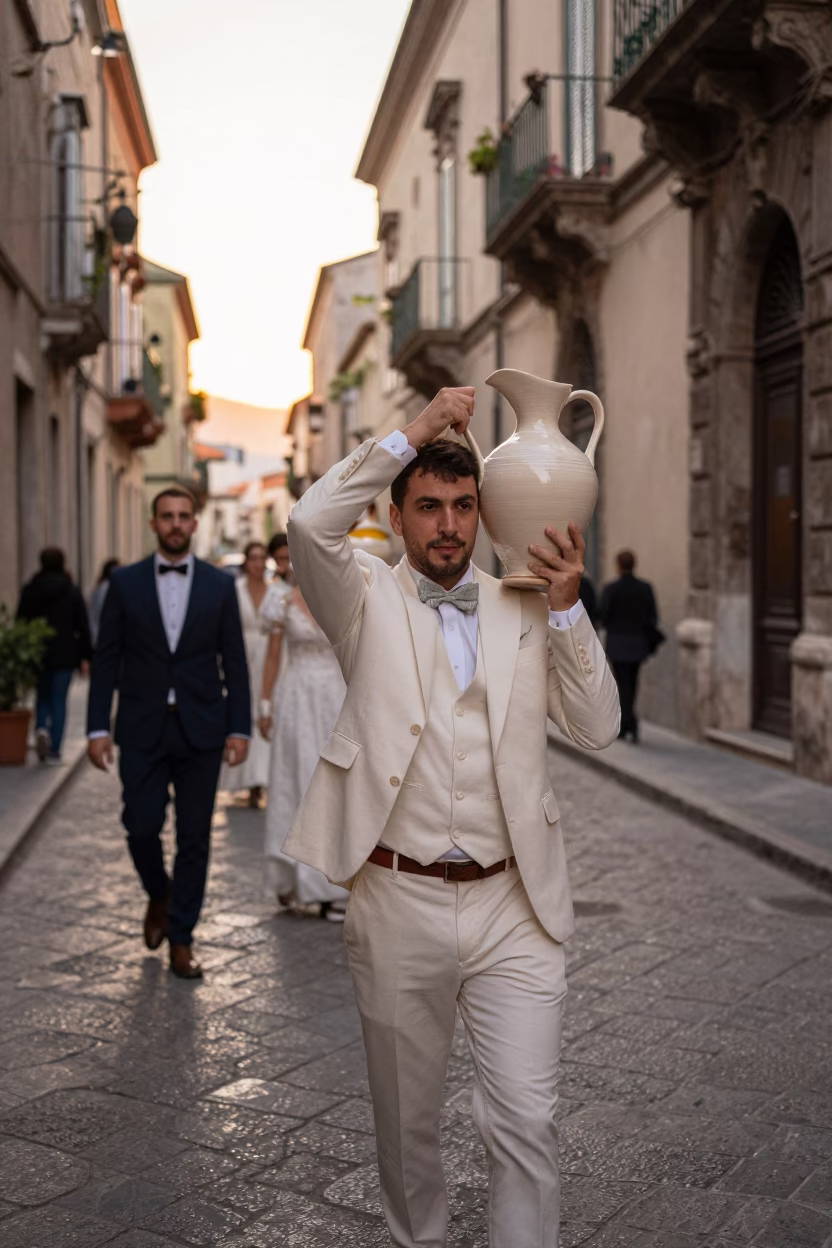 Palermo Ceramic Pitcher at First Light Of Dawn in in Palermo, Italy