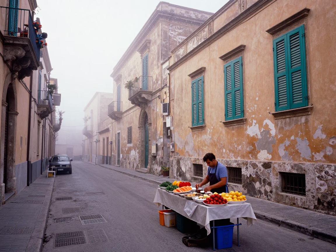 Palermo Fruit at Dawn Light in in Palermo, Italy