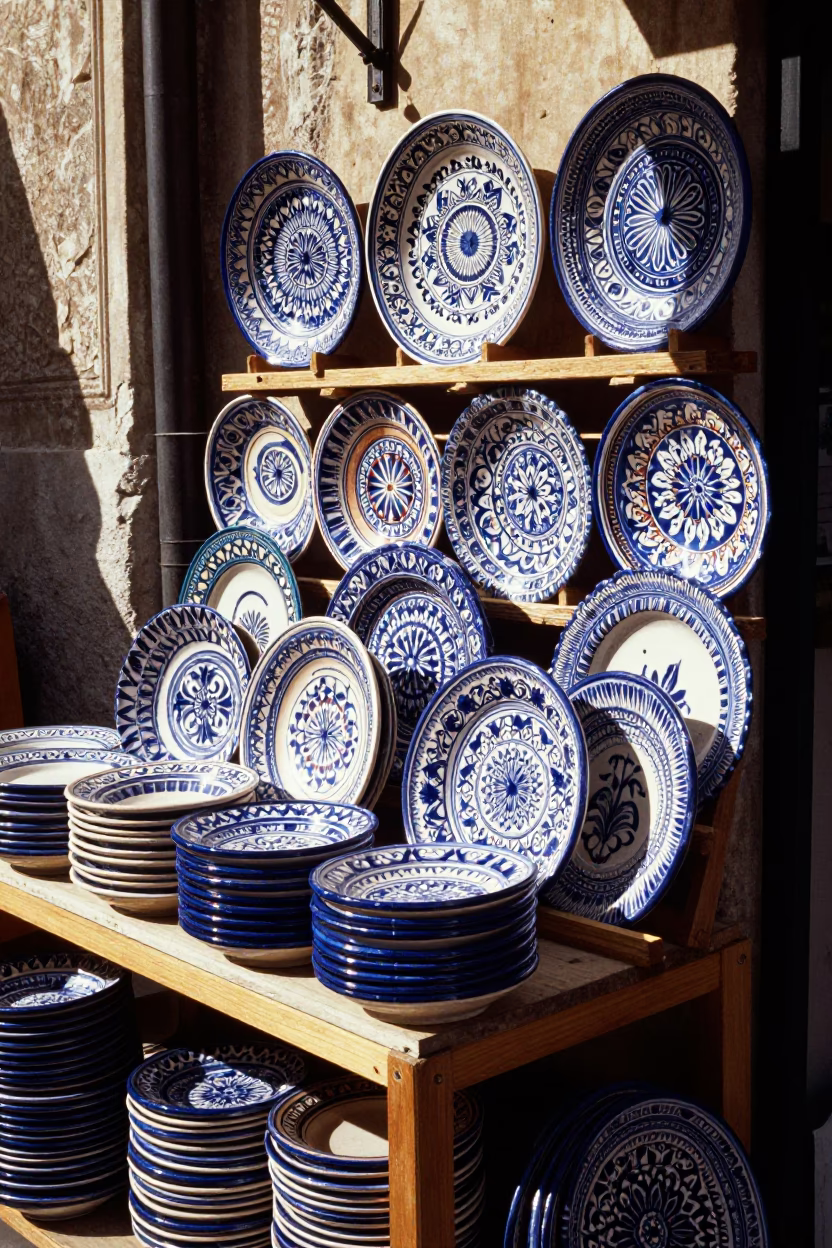 Palermo Market Stall at Bright Midmorning Light in in Palermo, Italy