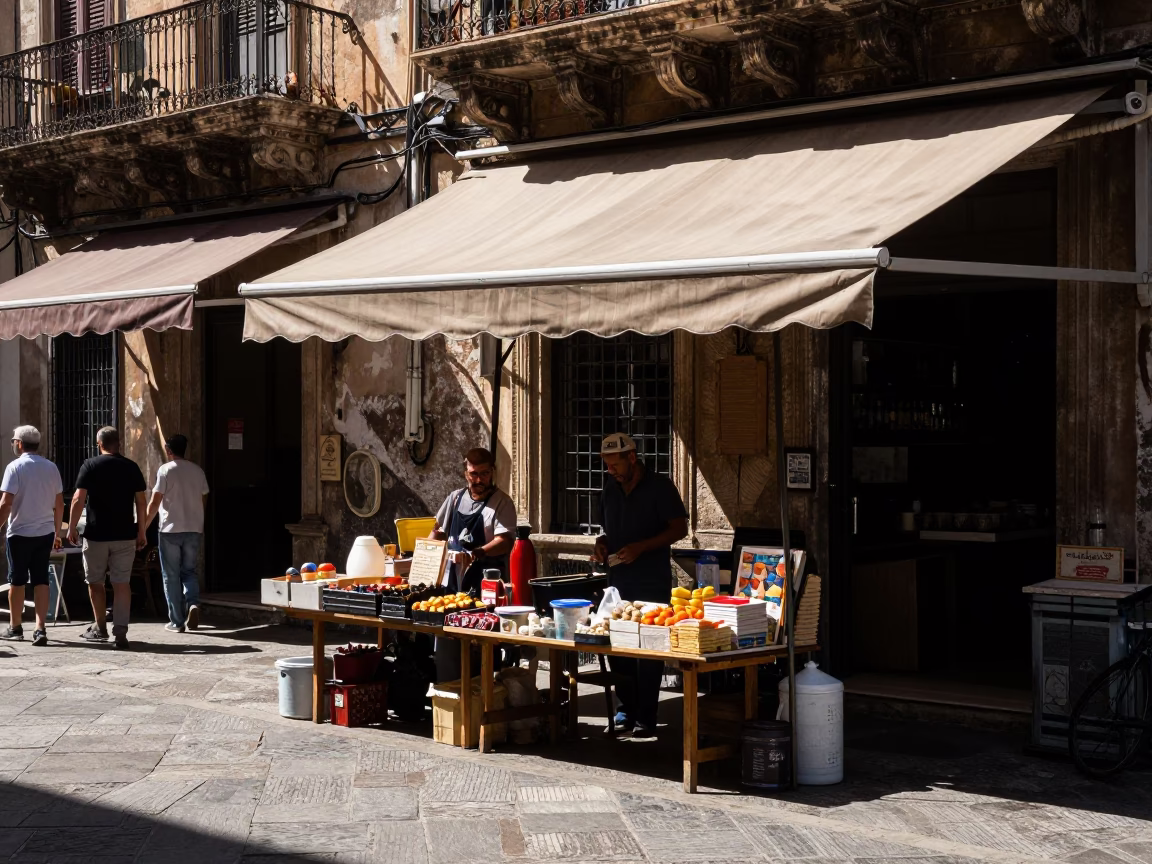Palermo Noon Light at The Flat Glare Of Noon Light in in Palermo, Italy