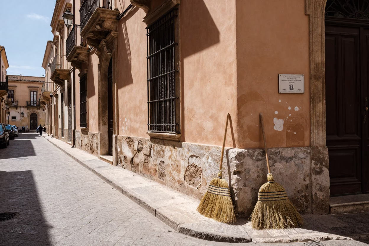 Palermo Street Corner at Midday Light in in Palermo, Italy