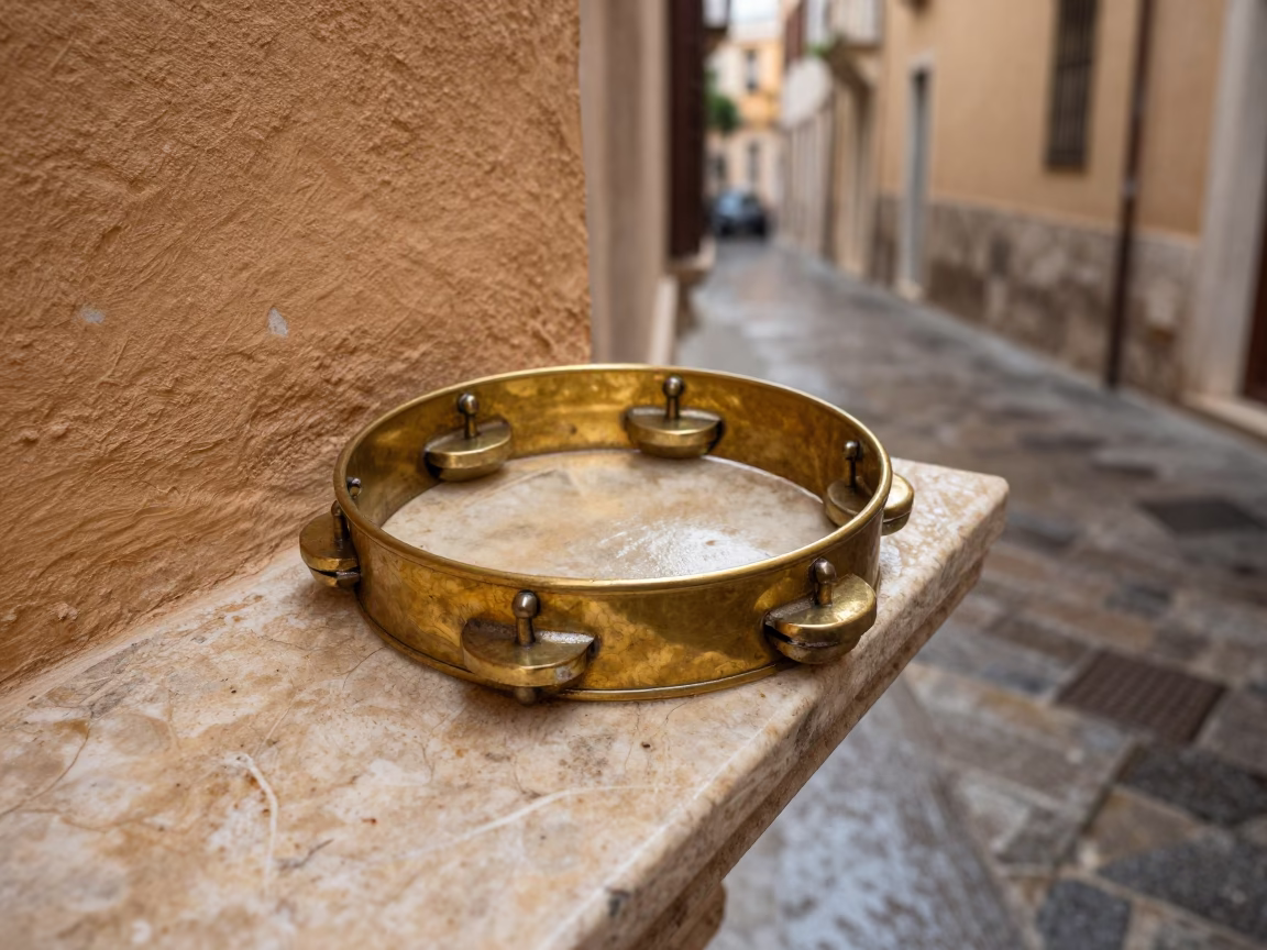 Palermo Tarnished Brass Tambourine in in Palermo, Italy