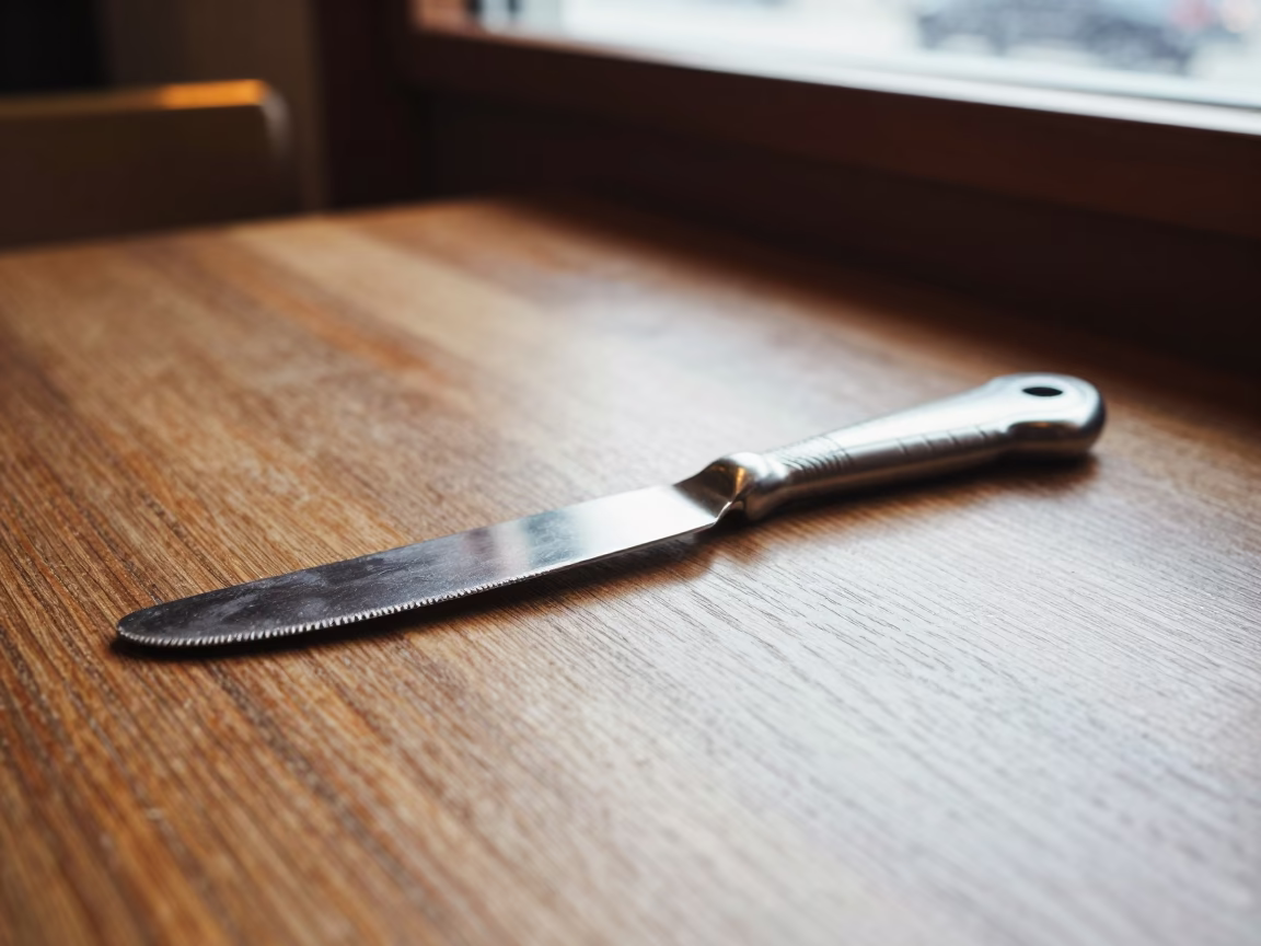 Palette Knife on Cafe Table in San Francisco in on a cafe table by a window in San Francisco