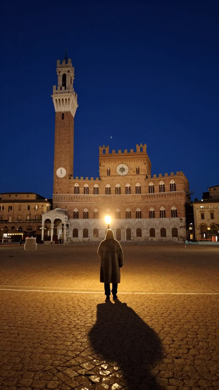 Palio Horse Race Night Ceremony Siena Square in at a public square during a festival near Siena