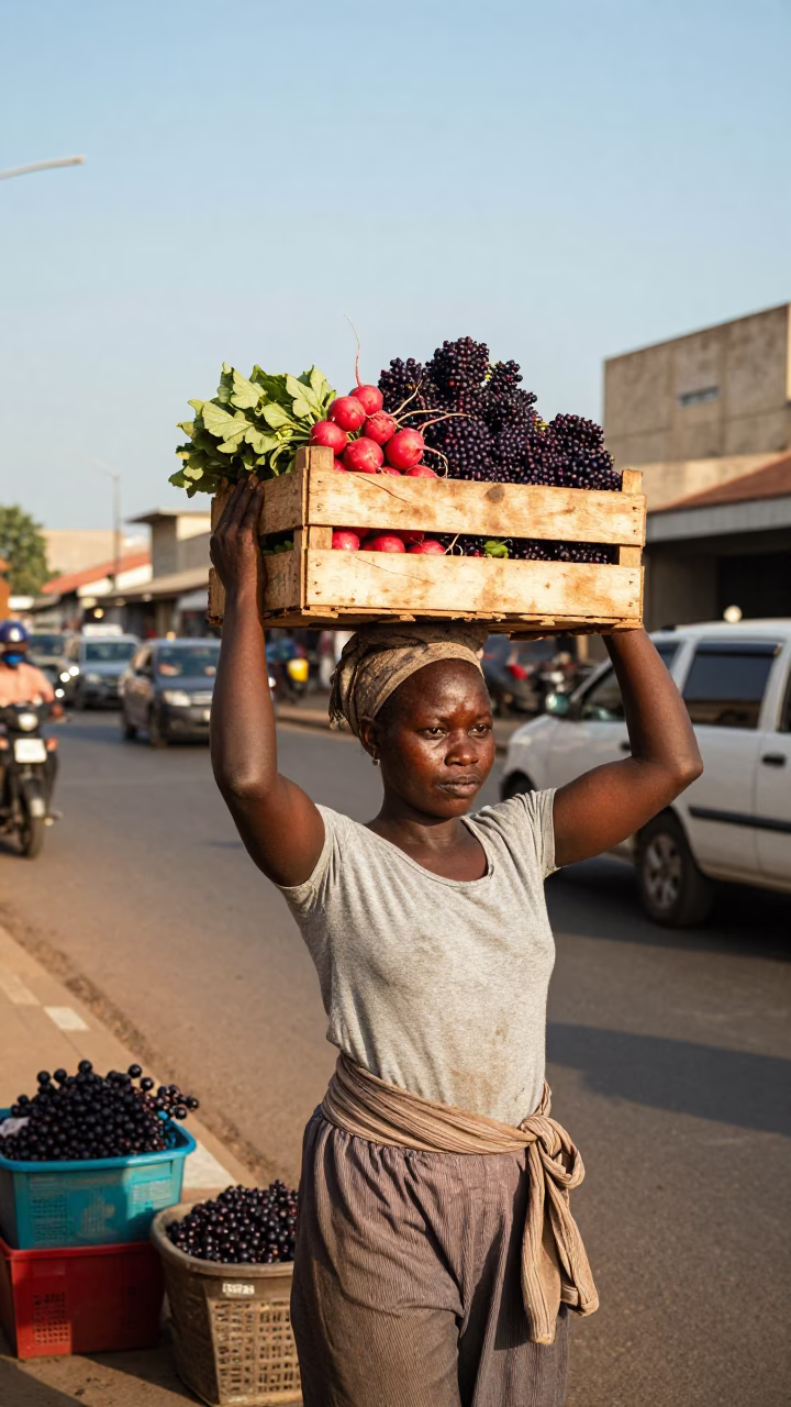 Palm Berries in Accra at Clear Late-afternoon Light in in Accra, Ghana